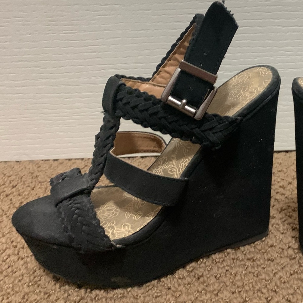 Black Suede Wedges